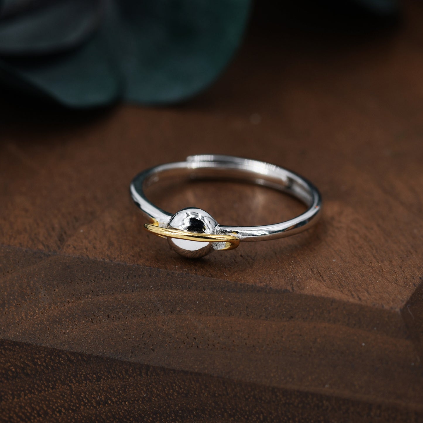Sterling Silver Planet Ring, Adjustable Size, Saturn Planet Ring, Dainty and Delicate