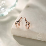 Sterling Silver Cute Little Giraffe Stud Earrings - Hand Painted Enamel - Cute, Fun, Whimsical and Pretty Jewellery