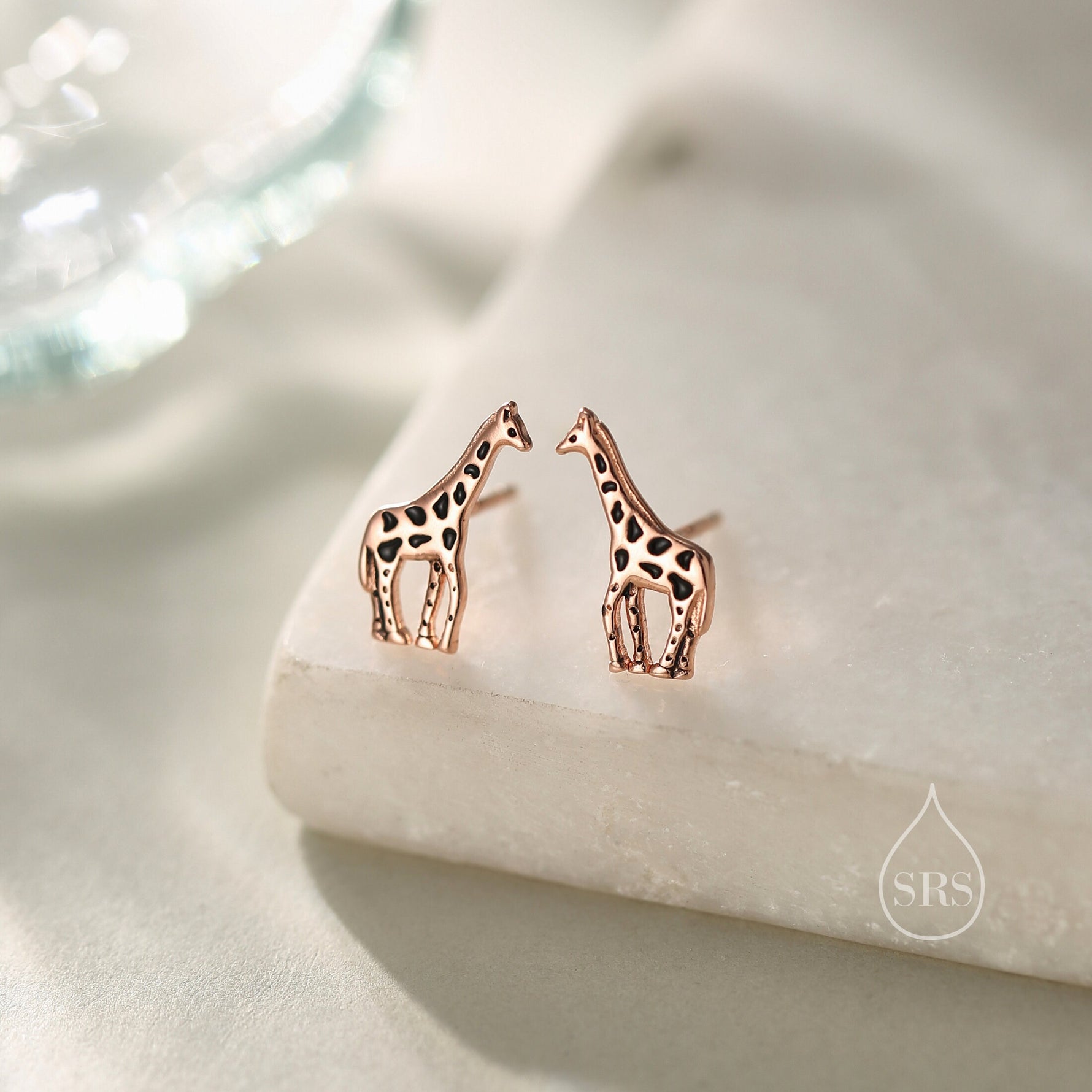 Sterling Silver Cute Little Giraffe Stud Earrings - Hand Painted Enamel - Cute, Fun, Whimsical and Pretty Jewellery