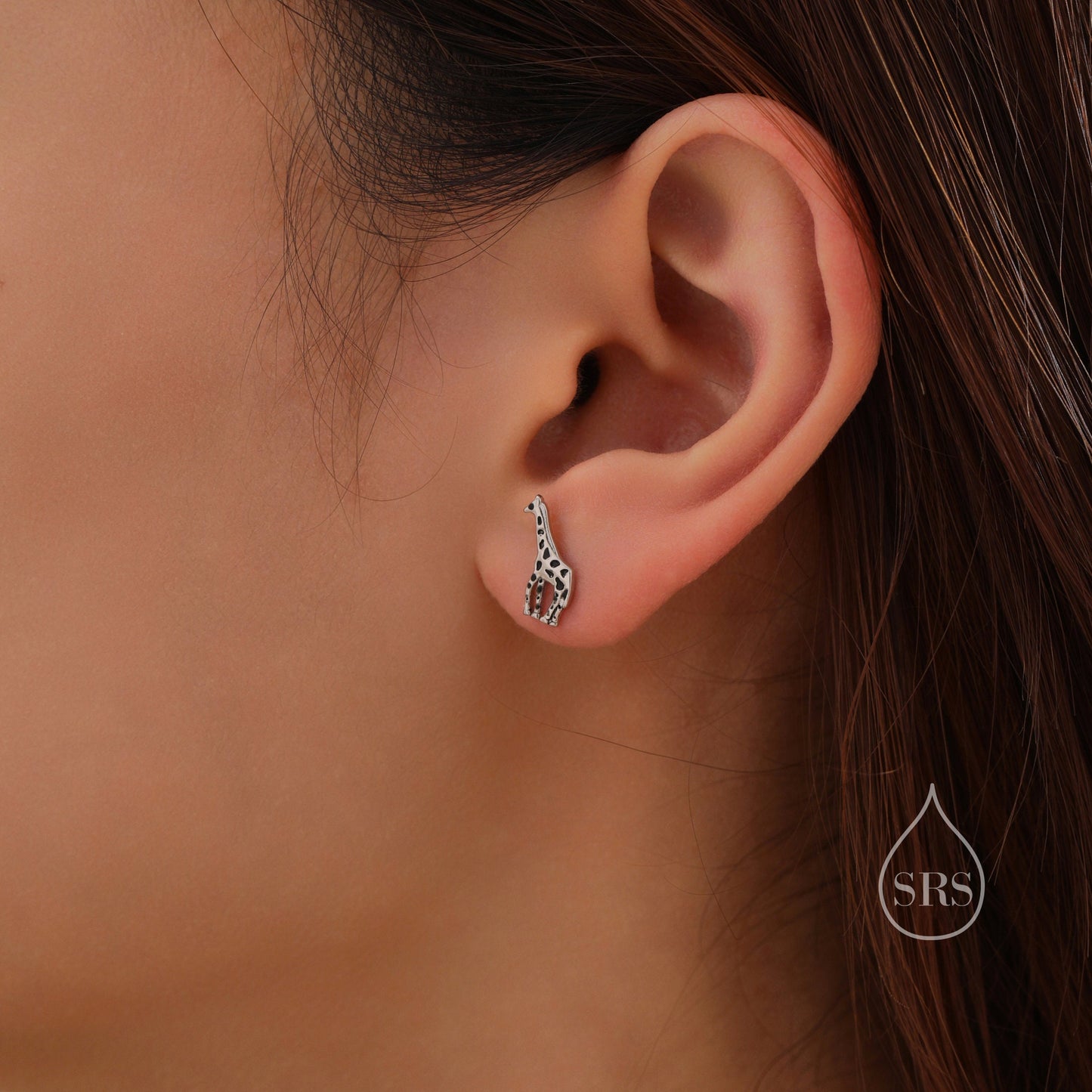 Mismatched Sterling Silver Zebra and Giraffe Stud Earrings, Asymmetric Giraffe and Zebra Earrings in Sterling Silver, Safari Animal Earrings