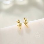 Bat Wing 18G Screw Back Earrings in Sterling Silver with Ball Backs