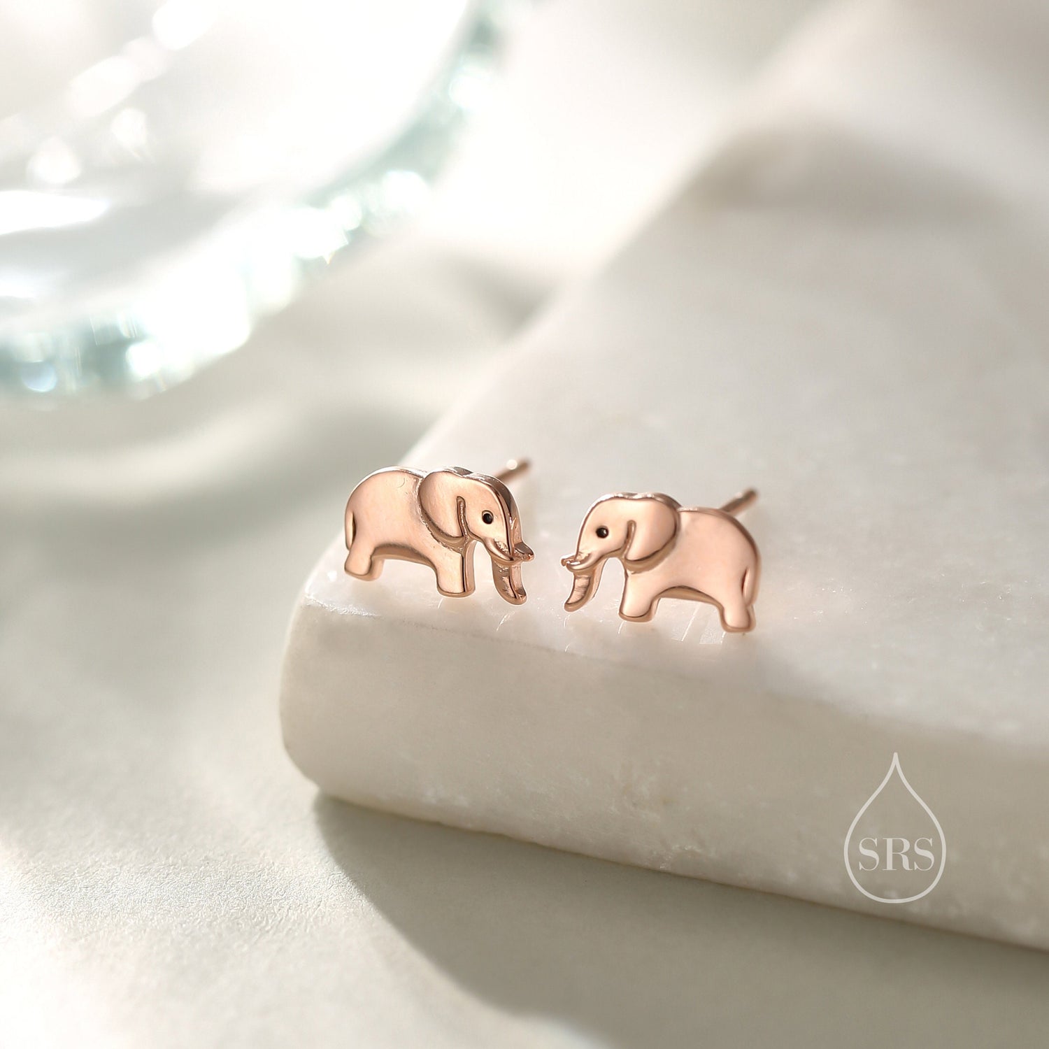 Cute Elephant Stud Earrings in Sterling Silver, Silver, Gold or Rose Gold, Cute Dainty Animal Stud, Elephant Earrings, Elephant Earrings
