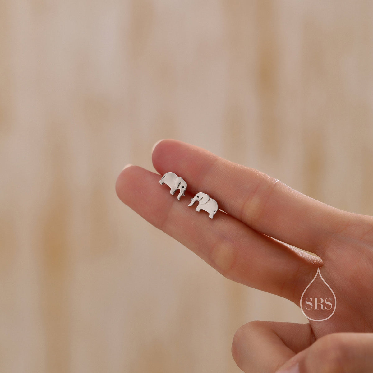 Cute Elephant Stud Earrings in Sterling Silver, Silver, Gold or Rose Gold, Cute Dainty Animal Stud, Elephant Earrings, Elephant Earrings