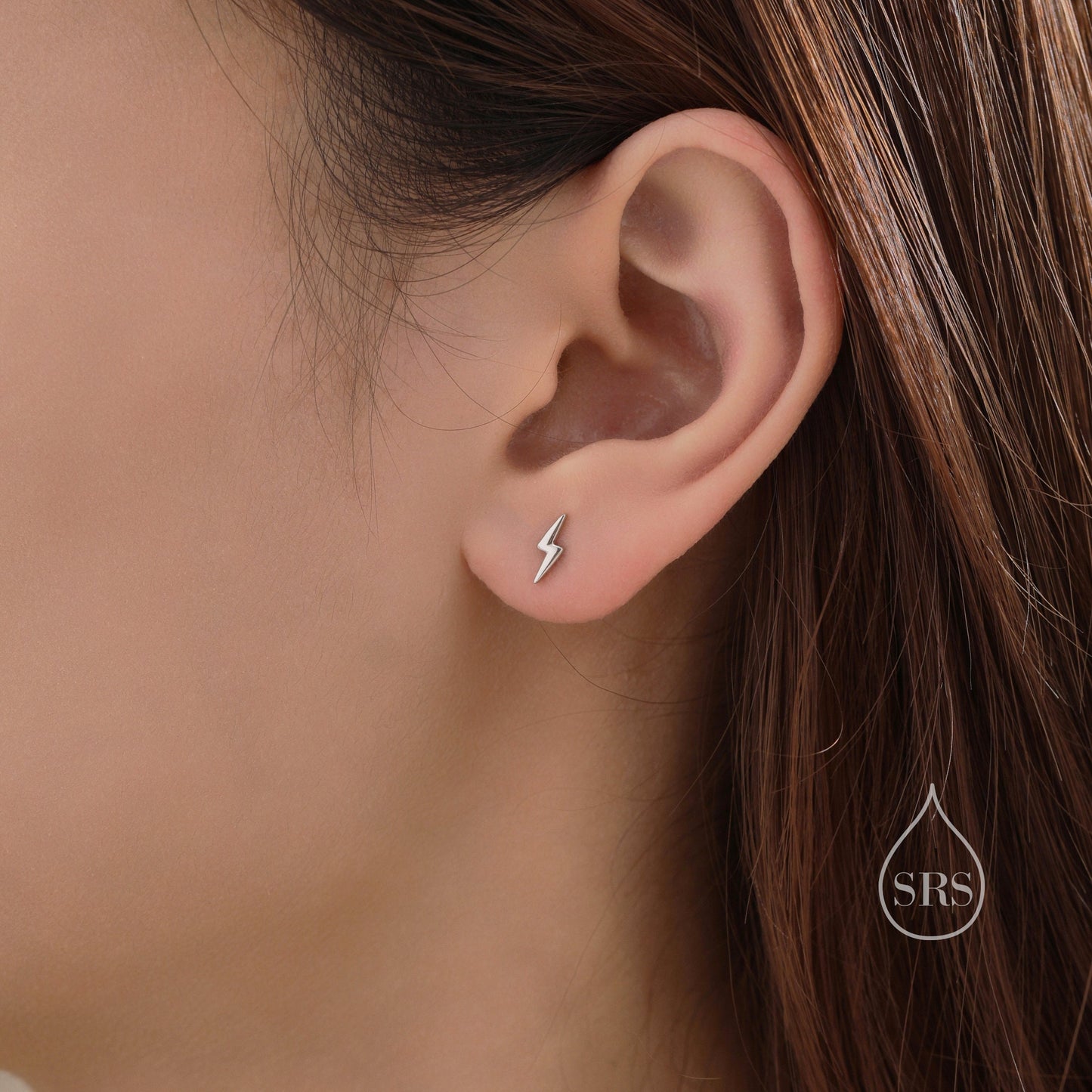 Lightning Bolt Stud Earrings in Sterling Silver, Silver or Gold, Delicate Stacking Earrings