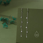CZ Cascade Drop Hook Earrings in Sterling Silver, Silver or Gold or Rose Gold, Geometric CZ Dangle Drop Earrings, CZ Long Drop Earrings