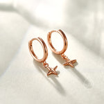 Tiny Four Point Star Huggie Hoop Earrings in Sterling Silver, Silver, Gold or Rose Gold, North Star Earrings, Sunburst Earrings, Celestial