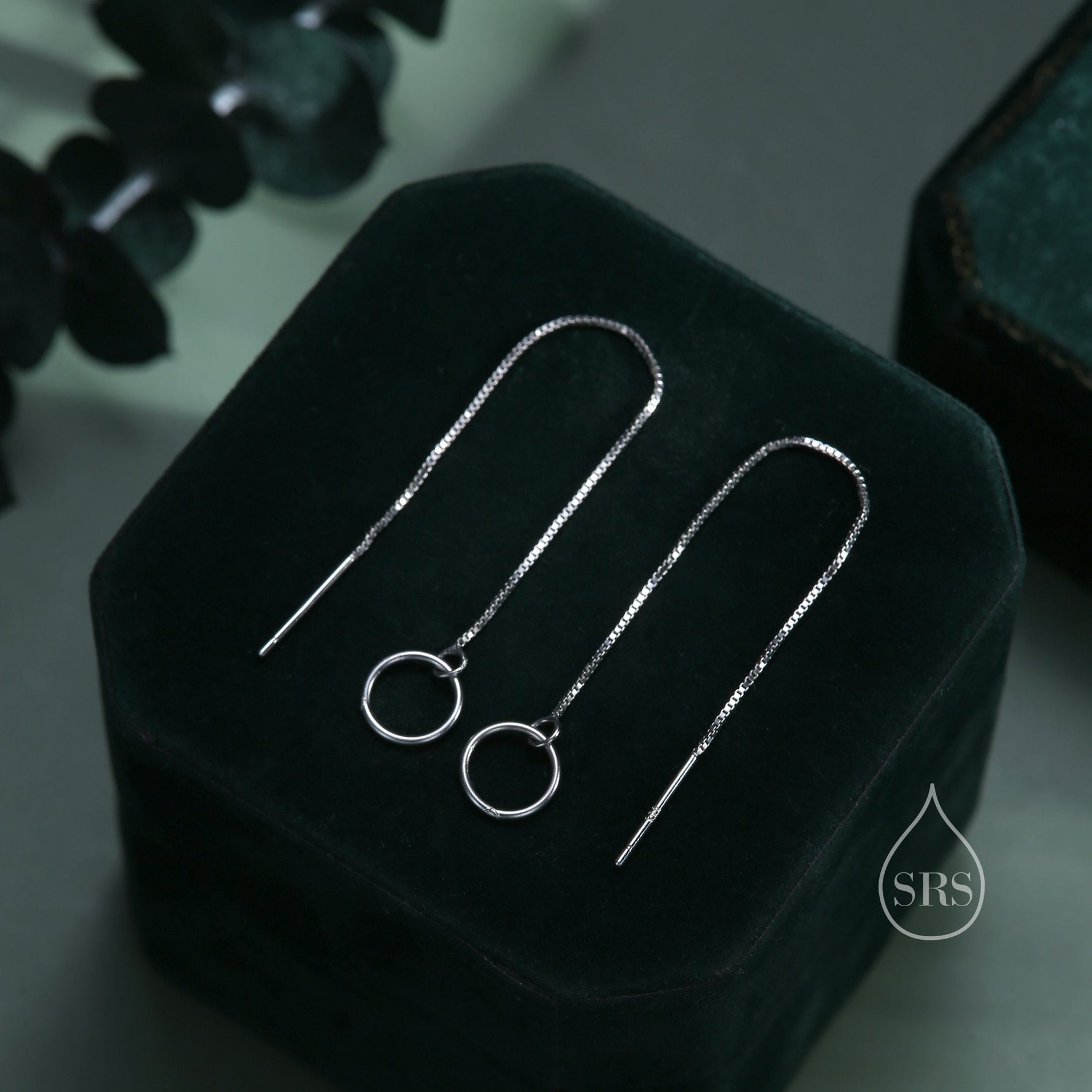 Sterling Silver Circle Ear Threaders, Silver or Gold, Open Circle Threader Earrings