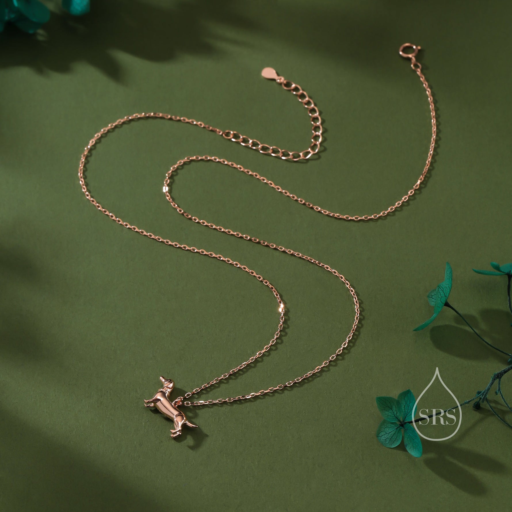 Sausage Dog Pendant Necklace in Sterling Silver, Silver or Gold or Rose Gold, Dachshund Necklace, Fun and Playful Jewellery, Pet Jewellery
