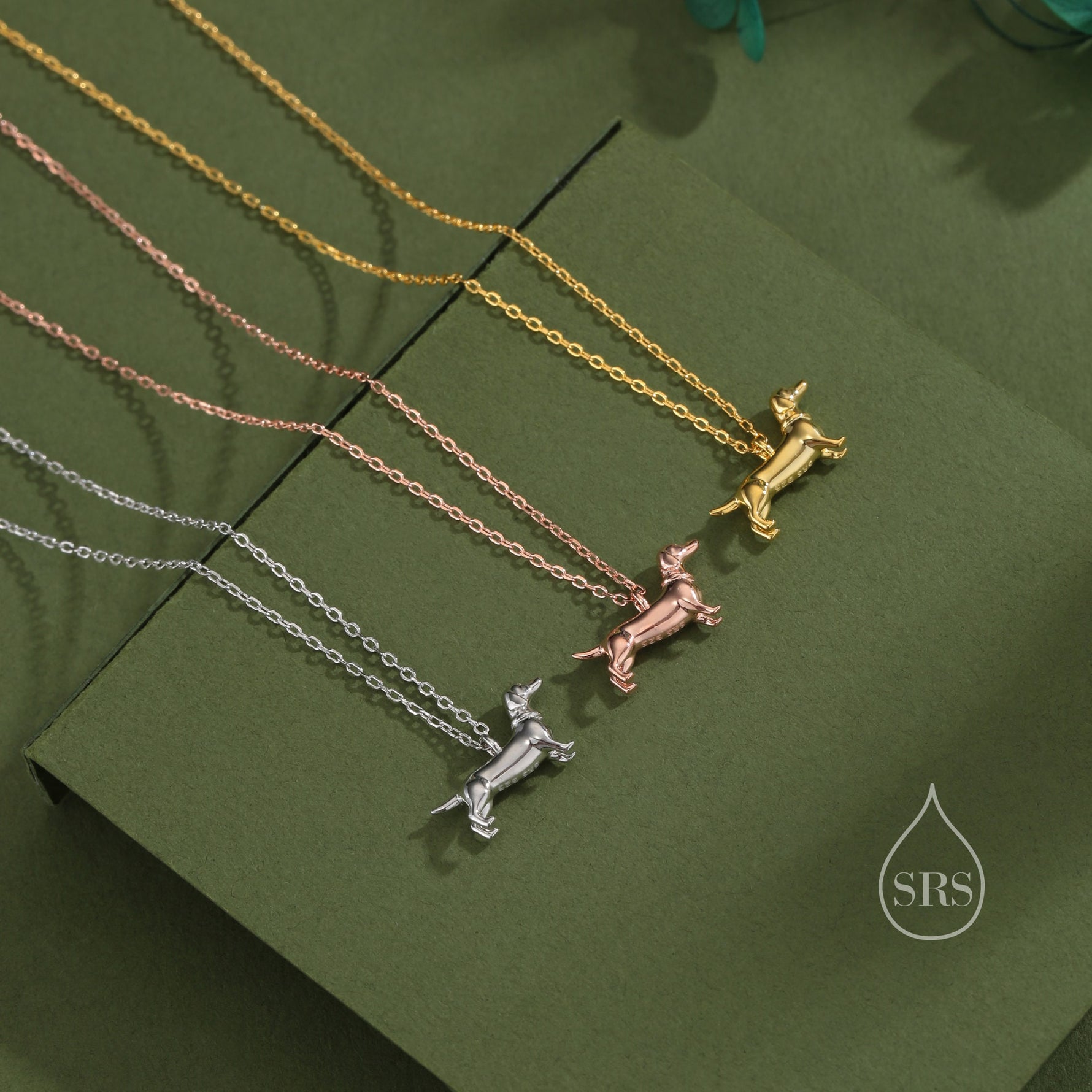 Sausage Dog Pendant Necklace in Sterling Silver, Silver or Gold or Rose Gold, Dachshund Necklace, Fun and Playful Jewellery, Pet Jewellery