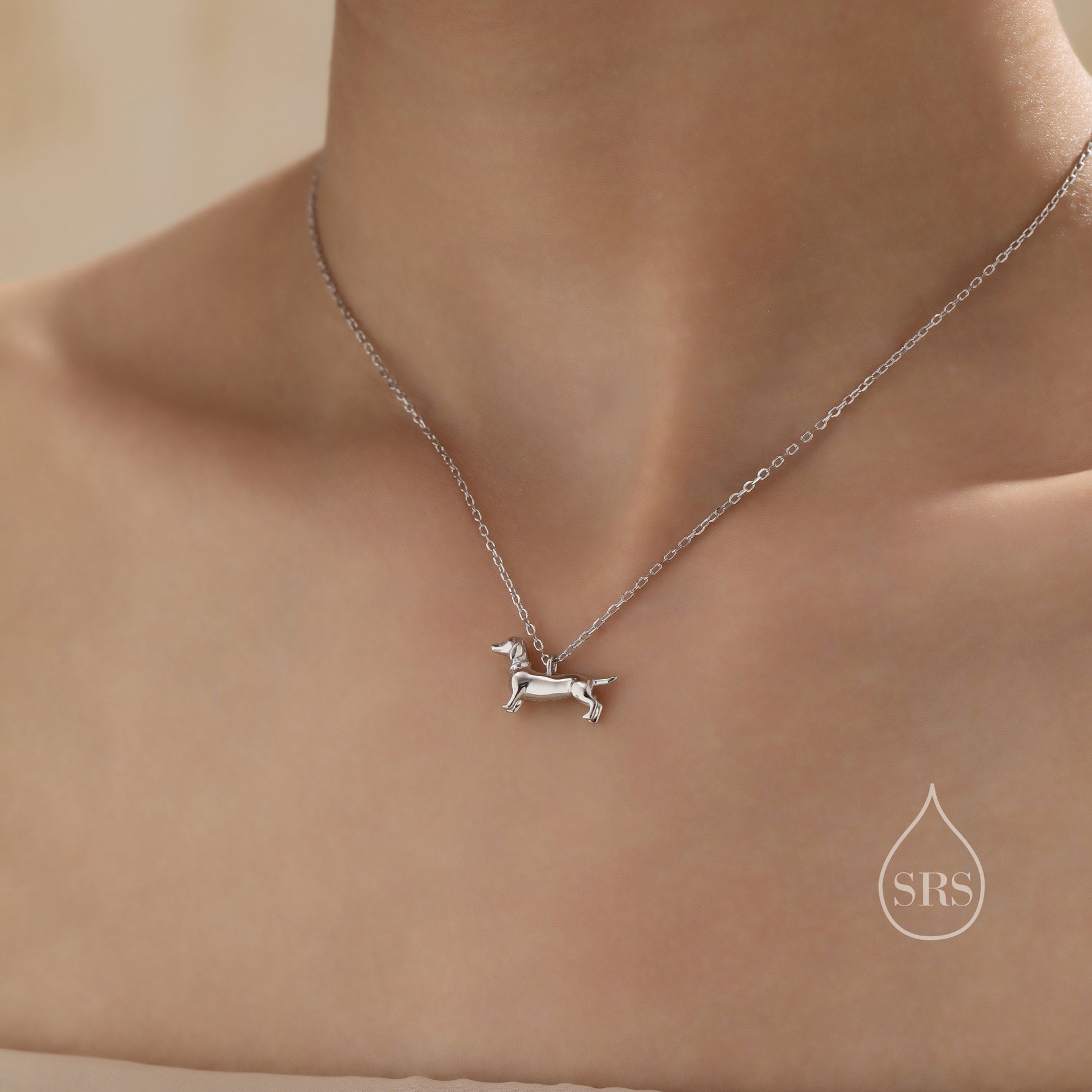 Sausage Dog Pendant Necklace in Sterling Silver, Silver or Gold or Rose Gold, Dachshund Necklace, Fun and Playful Jewellery, Pet Jewellery