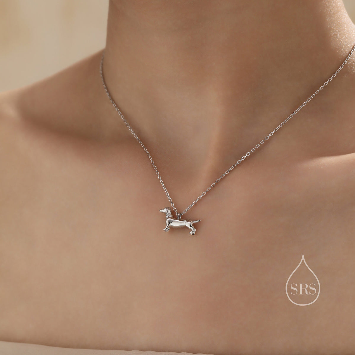Sausage Dog Pendant Necklace in Sterling Silver, Silver or Gold or Rose Gold, Dachshund Necklace, Fun and Playful Jewellery, Pet Jewellery