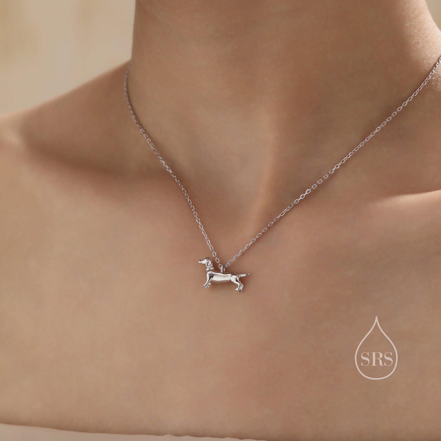 Sausage Dog Pendant Necklace in Sterling Silver, Silver or Gold or Rose Gold, Dachshund Necklace, Fun and Playful Jewellery, Pet Jewellery
