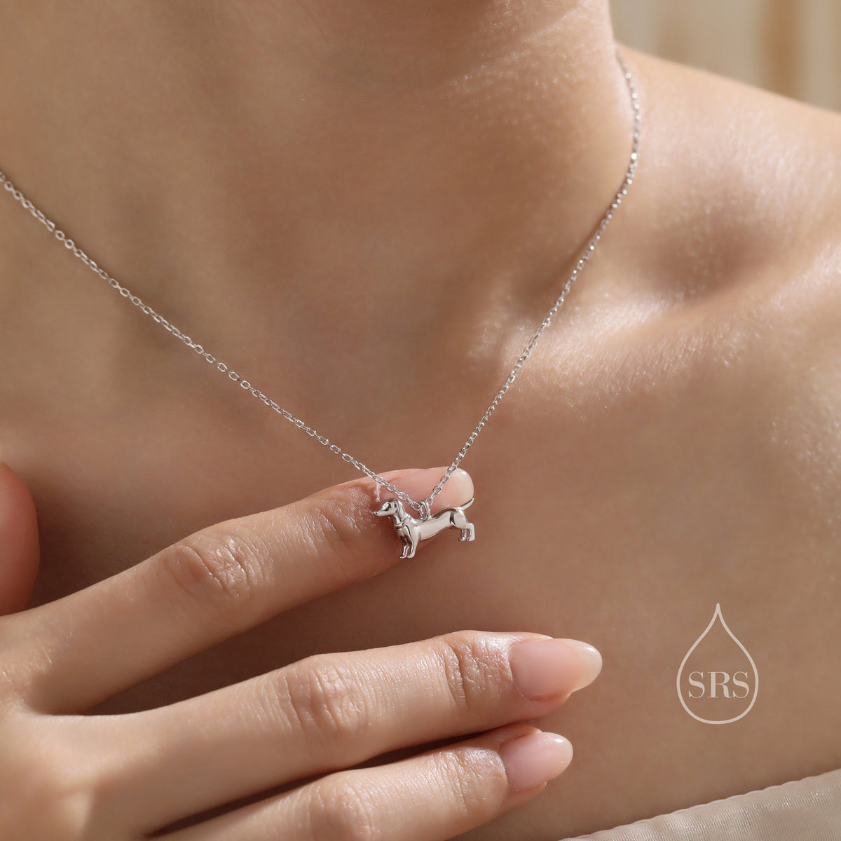 Sausage Dog Pendant Necklace in Sterling Silver, Silver or Gold or Rose Gold, Dachshund Necklace, Fun and Playful Jewellery, Pet Jewellery
