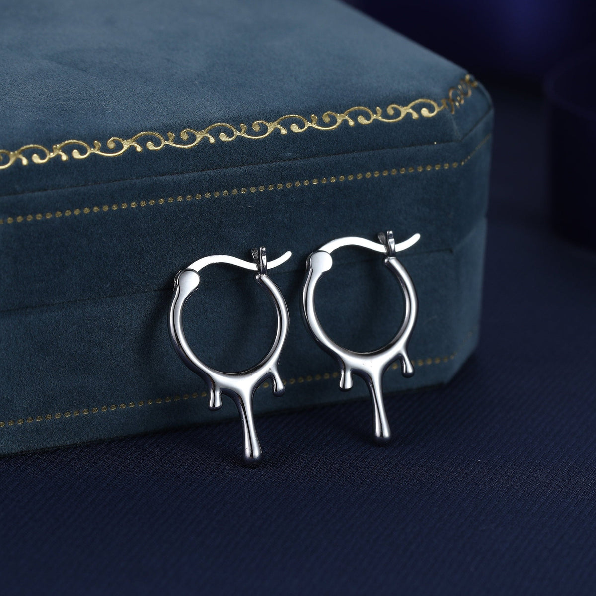Dripping Huggie Hoop Earrings in Sterling Silver, Silver, Gold or Rose Gold, Dripping Hoops, Droplet Hoops, Droplet Huggies