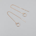 Sterling Silver Circle Ear Threaders, Silver or Gold, Open Circle Threader Earrings