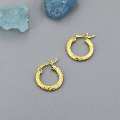 Mini Chunky Braided Hoop Earrings in Sterling Silver, Silver or Gold, Twist Hoop Earrings, Rope Earrings,  10mm Inner Diameter