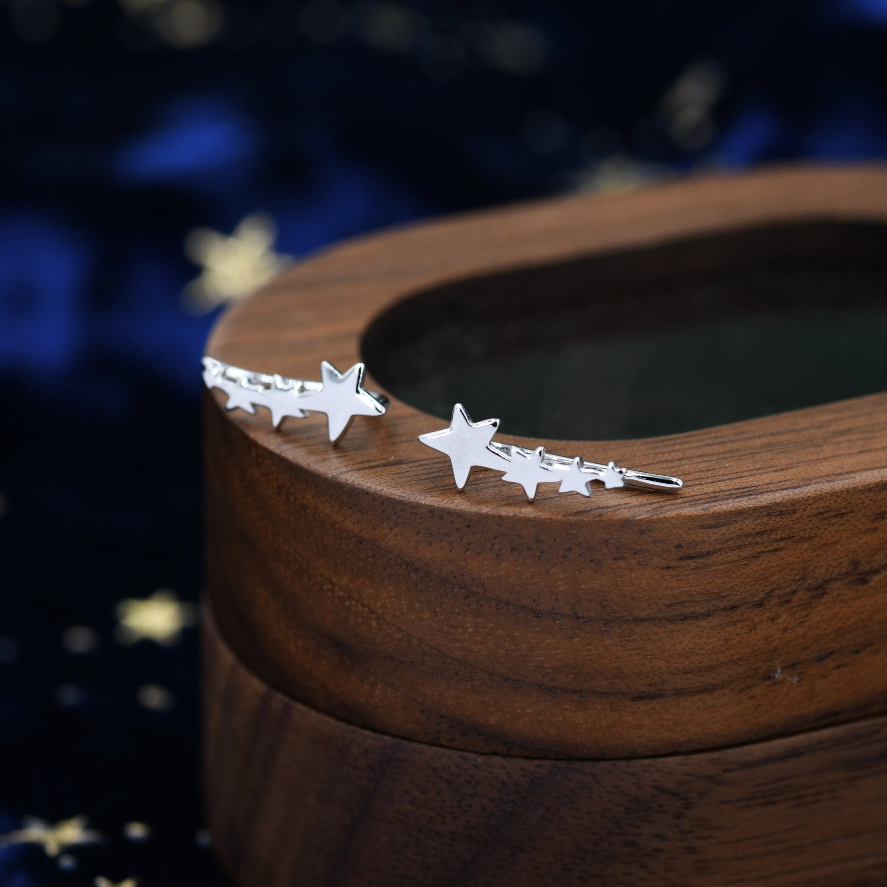Shooting Star Crawler Earrings in Sterling Silver, Silver or Gold or Rose Gold, Star Ear Crawlers, Ear Climbers, Star Earrings