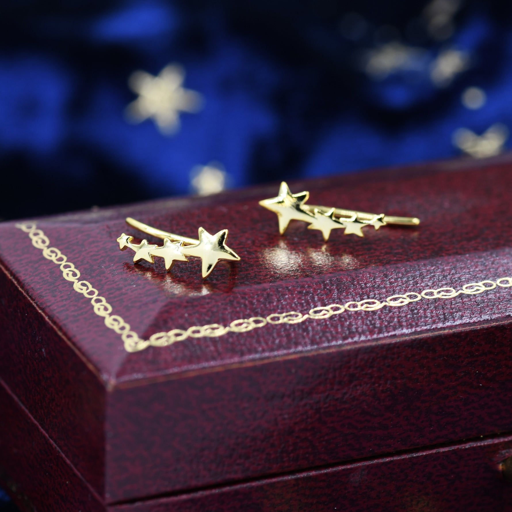 Shooting Star Crawler Earrings in Sterling Silver, Silver or Gold or Rose Gold, Star Ear Crawlers, Ear Climbers, Star Earrings