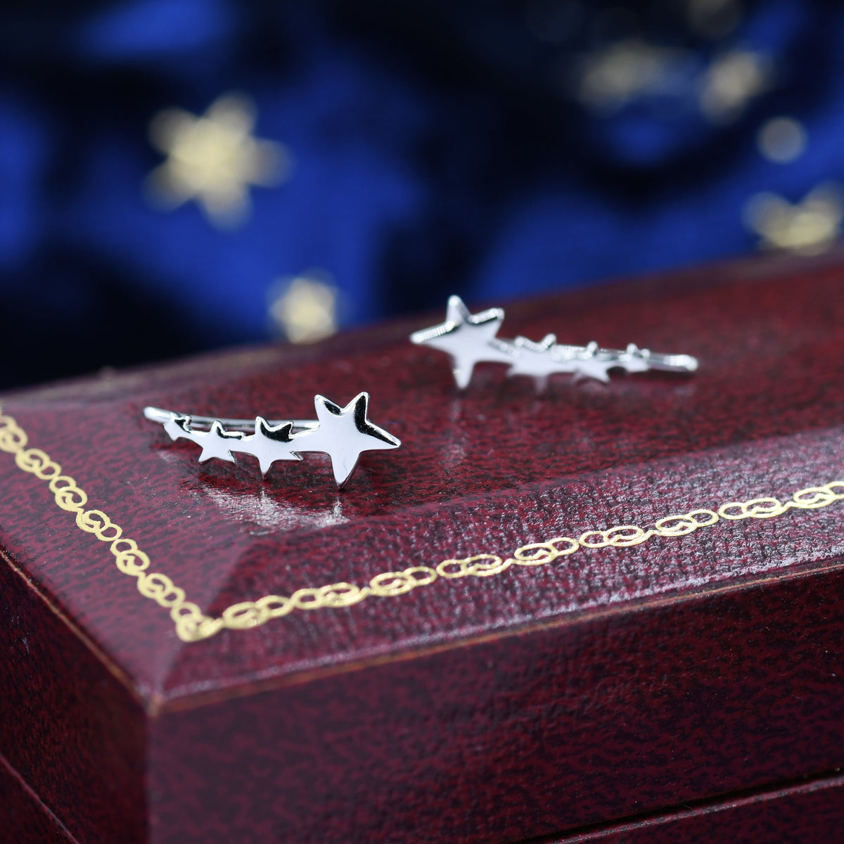 Shooting Star Crawler Earrings in Sterling Silver, Silver or Gold or Rose Gold, Star Ear Crawlers, Ear Climbers, Star Earrings