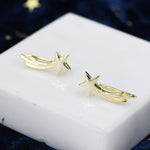 Shooting Star Crawler Earrings in Sterling Silver, Silver or Gold, Star Ear Crawlers, Ear Climbers