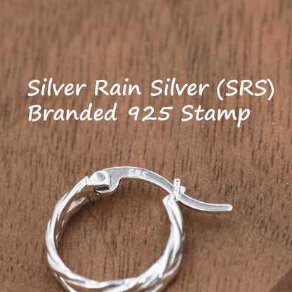 Braided Hoop Earrings in Sterling Silver, Silver or Gold or Rose Gold, Twist Hoops, Braid Geometric Hoop Earrings, 10mm Inner Diameter