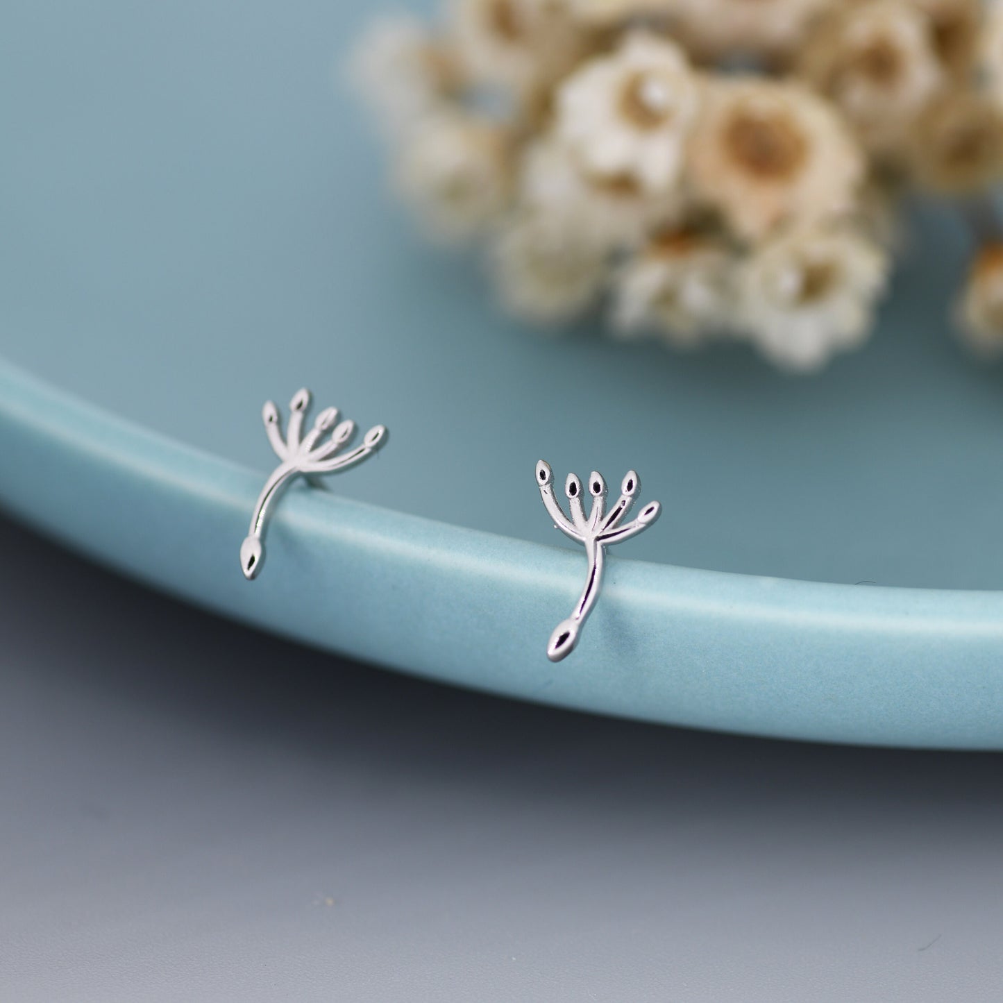 Dandelion Seed Stud Earrings in Sterling Silver, Silver or Gold, Make A Wish Earrings, Dandelion Earrings