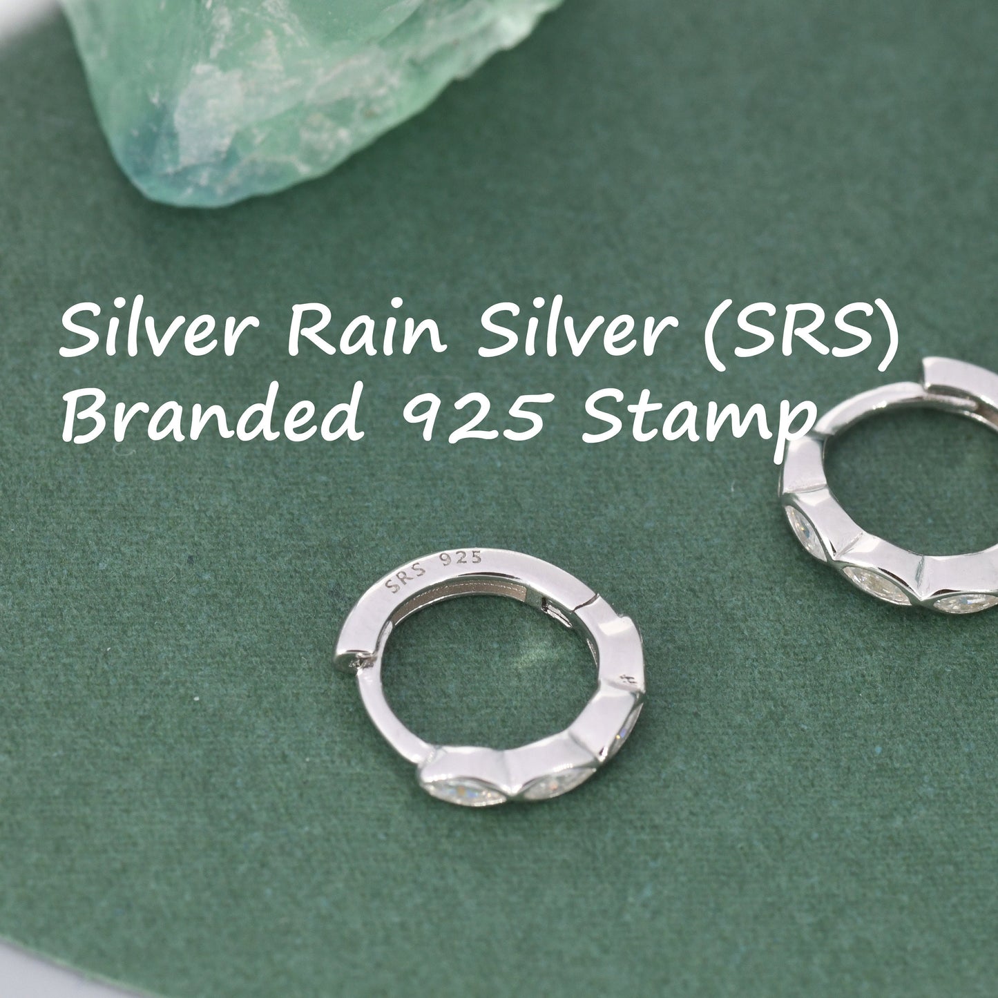 Marquise CZ Huggie Hoop in Sterling Silver, Silver or Gold, Minimalist Simple Hoop Earrings