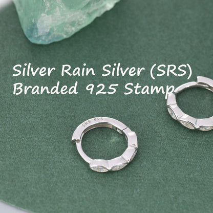 Marquise CZ Huggie Hoop in Sterling Silver, Silver or Gold, Minimalist Simple Hoop Earrings