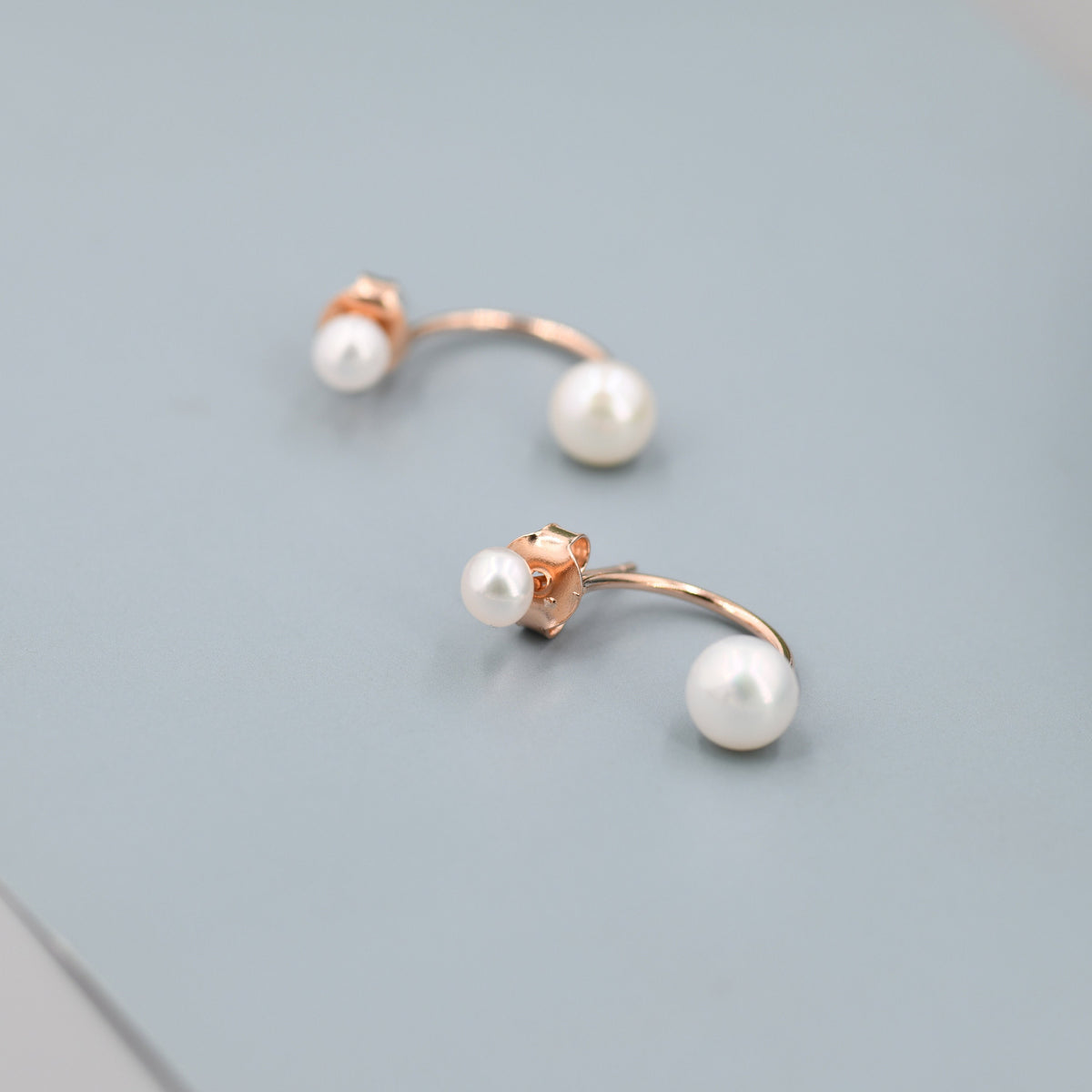 Genuine Freshwater Pearl Ear Jacket in Sterling Silver, Silver or Gold, Front and Back Earrings , Natural Pearl Earrings, Dainty Jewellery