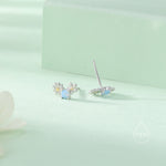 Tiny Forget Me Not Flower Bouquet CZ Stud Earrings in Sterling Silver, CZ Flower Cluster Stud Earrings