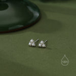 Pearl Trefoil Stud Earrings in Sterling Silver, Pearl Trio Earrings, Three Pearl Earrings, Silver Gold or Rose Gold