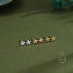 Sterling Silver Tiny Little Textured Star Stud Earrings - Cute Fun Minimalist Geometric Jewellery - Gold and Rose Gold, Textured Finish