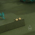 Sterling Silver Tiny Little Textured Star Stud Earrings - Cute Fun Minimalist Geometric Jewellery - Gold and Rose Gold, Textured Finish