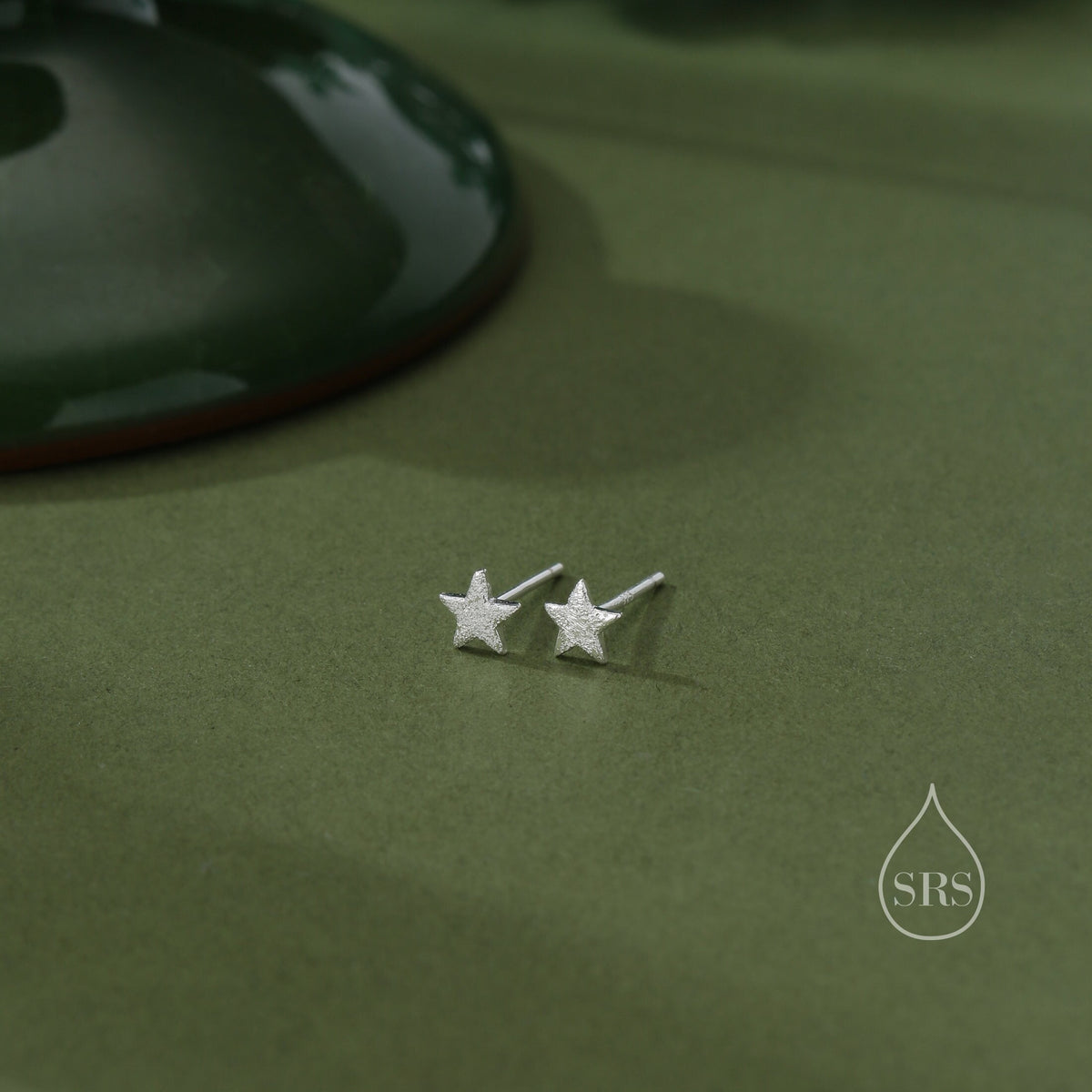 Sterling Silver Tiny Little Textured Star Stud Earrings - Cute Fun Minimalist Geometric Jewellery - Gold and Rose Gold, Textured Finish