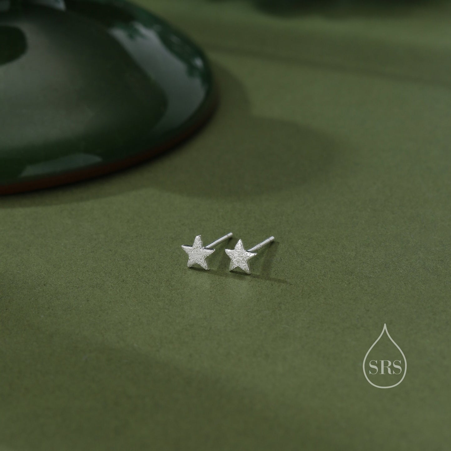 Sterling Silver Tiny Little Textured Star Stud Earrings - Cute Fun Minimalist Geometric Jewellery - Gold and Rose Gold, Textured Finish