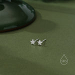 Sterling Silver Tiny Little Textured Star Stud Earrings - Cute Fun Minimalist Geometric Jewellery - Gold and Rose Gold, Textured Finish