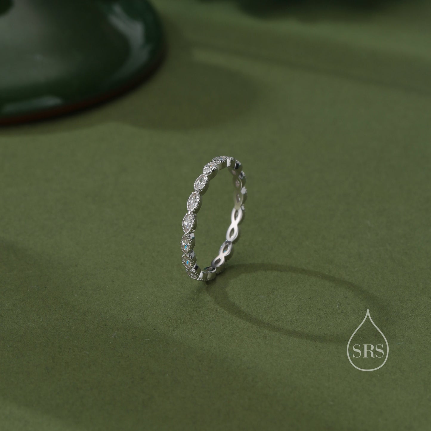 Marquise CZ Infinity Ring in Sterling Silver, Silver or Gold, Skinny Marquise Crystal Ring US 5 - 8