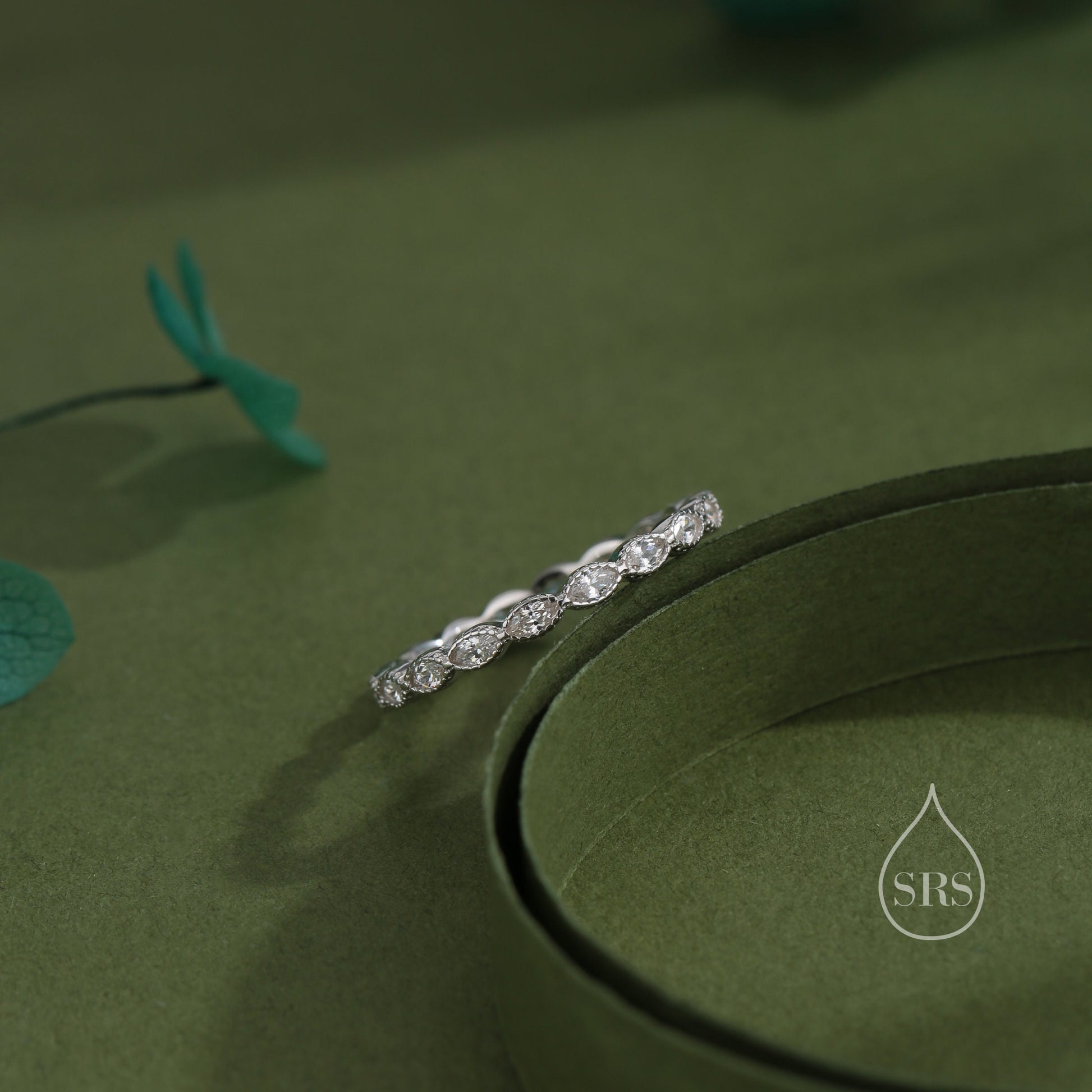 Marquise CZ Infinity Ring in Sterling Silver, Silver or Gold, Skinny Marquise Crystal Ring US 5 - 8