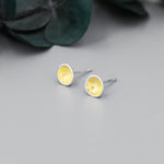 Heart of Gold Little Cup Stud Earrings in Sterling Silver - Geometric Circle Dot Minimalist Design - Plated with 18ct Gold