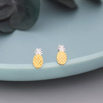 Pineapple Stud Earrings in Sterling Silver - Fruit Stud Earrings - Nature Inspired - Cute, Fun, Whimsical