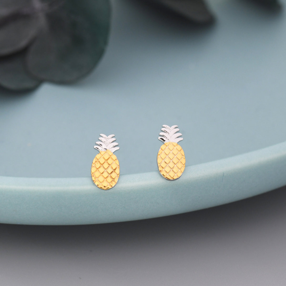 Pineapple Stud Earrings in Sterling Silver - Fruit Stud Earrings - Nature Inspired - Cute, Fun, Whimsical