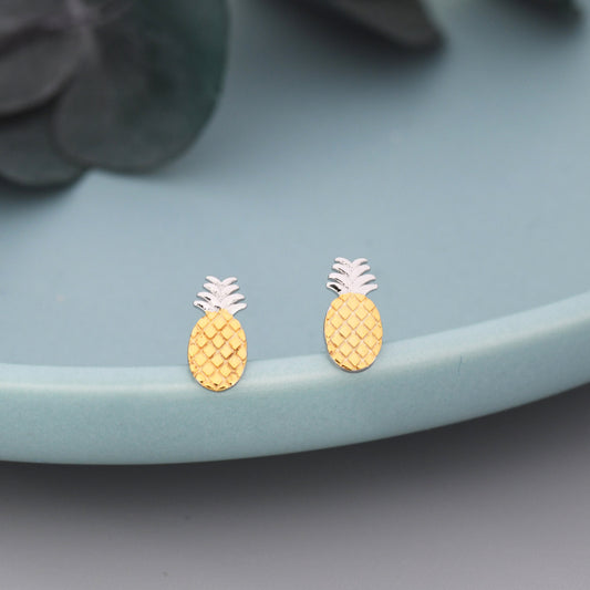 Pineapple Stud Earrings in Sterling Silver - Fruit Stud Earrings  - Nature Inspired  - Cute,  Fun, Whimsical