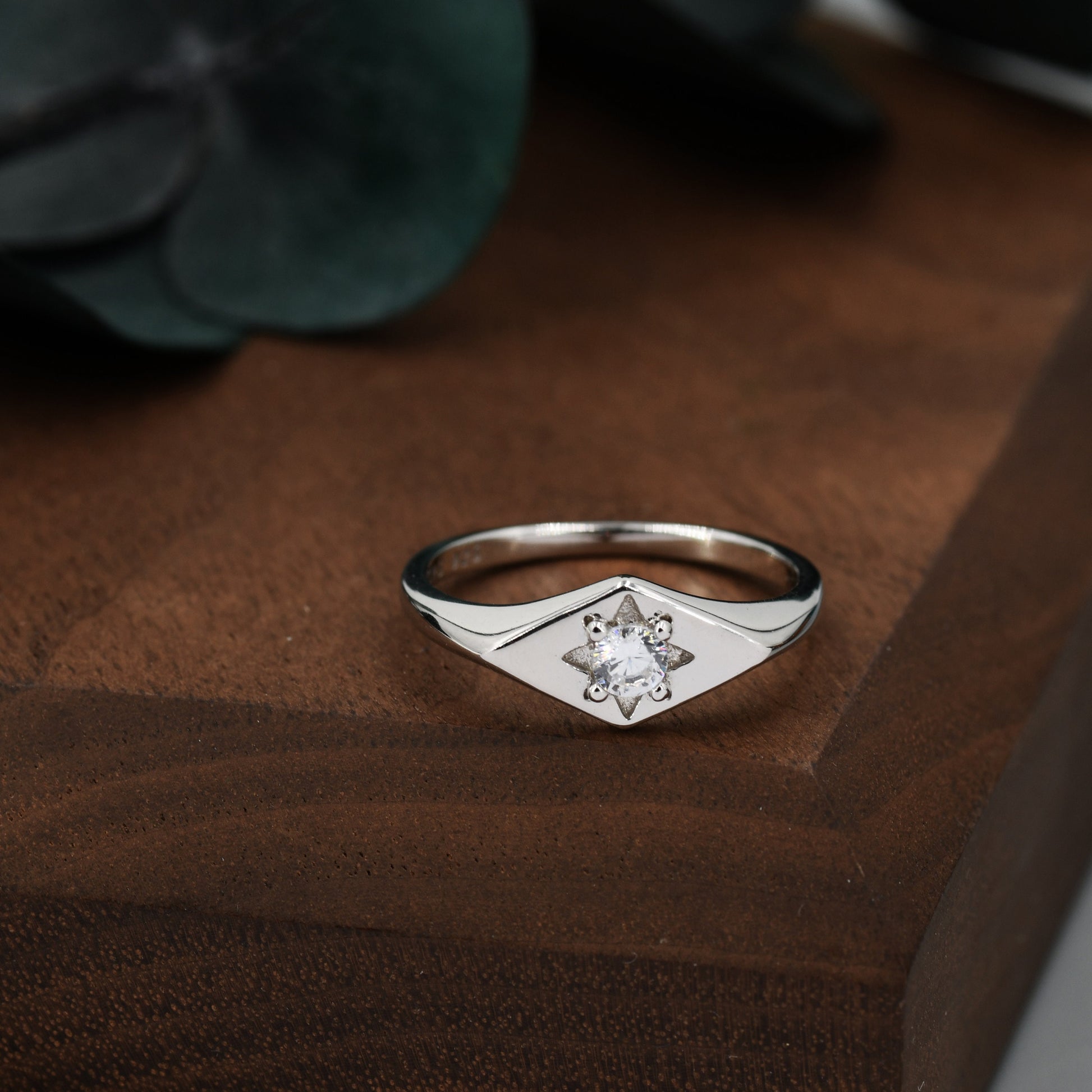 Kite Signet Ring in Sterling Silver, Silver or Gold, Starburst Ring, Rhombus Ring, Statement Ring US 5 - 8