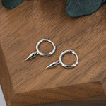 Sterling Silver Tiny Spike Huggie Hoops, Silver or Gold, Small Dangle Cone Spike Hoop Earrings, Geometric Minimalist Earrings