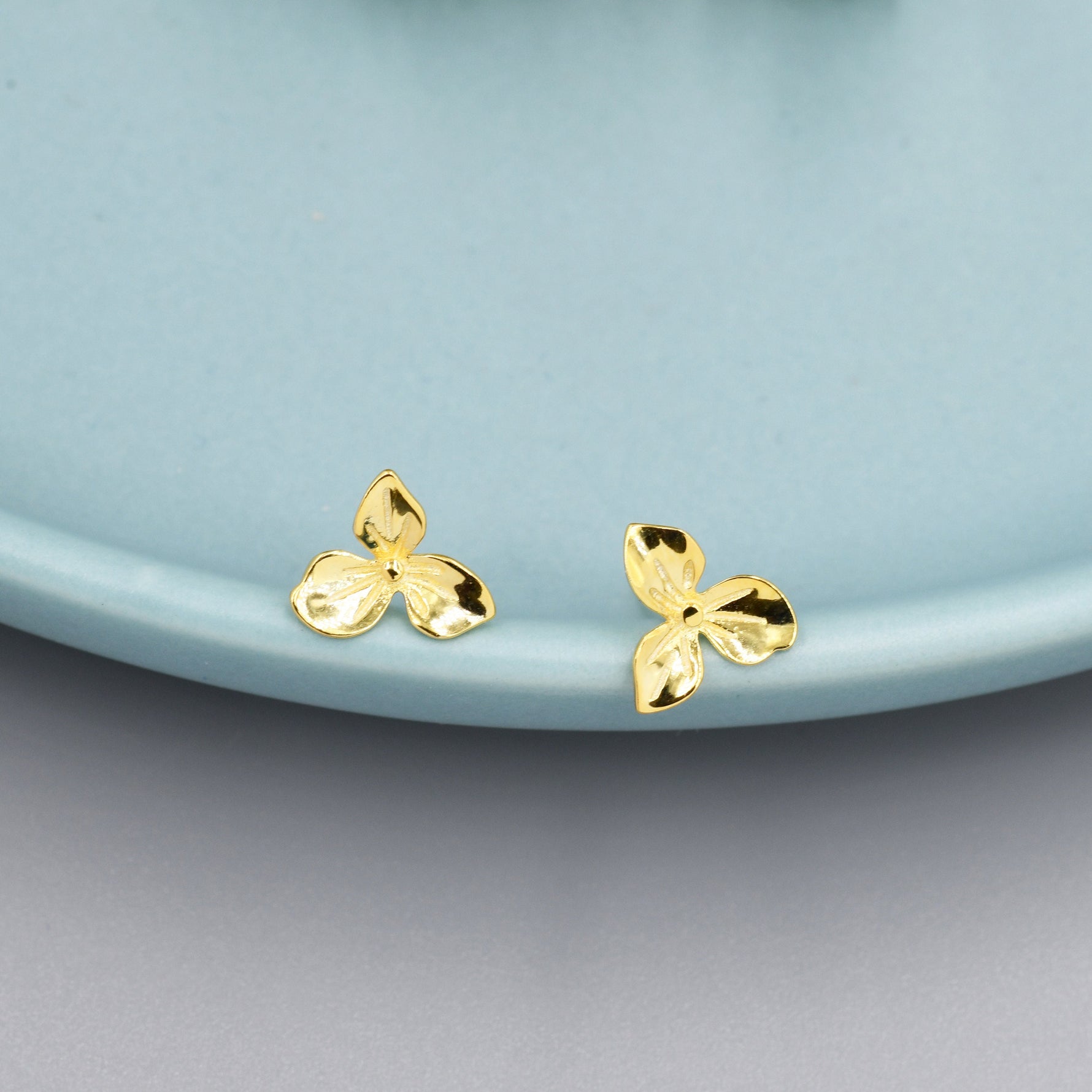 Hydrangea Flower Stud Earrings in Sterling Silver, Silver or Gold, Flower Earrings, Nature Inspired Flower Earrings