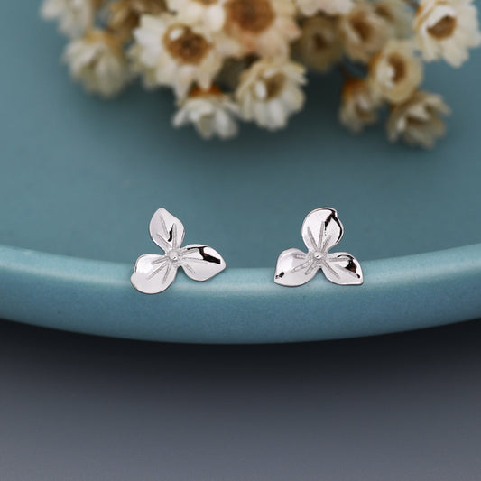 Hydrangea Flower Stud Earrings in Sterling Silver, Silver or Gold, Flower Earrings, Nature Inspired Flower Earrings