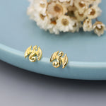 Dragon Stud Earrings in Sterling Silver, Silver or Gold, Nature Inspired Animal Earrings