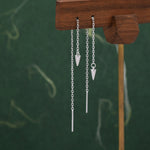 Dangling Spike Threader Earrings in Sterling Silver, Silver, Gold or Rose Gold, Arrow Ear Threaders, Pyramid Threaders