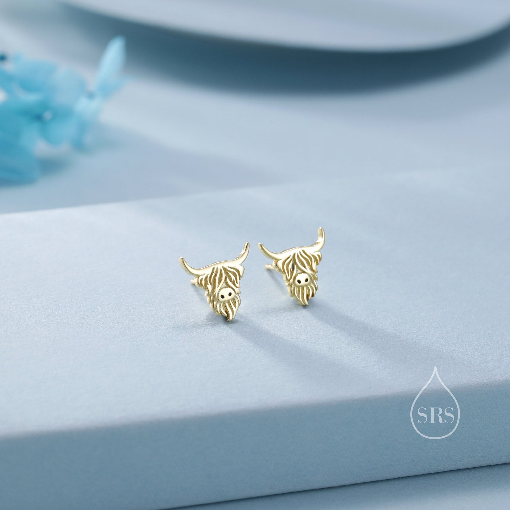 Highland Cow Stud Earrings in Sterling Silver, Silver or Gold Bull Earrings, Cow Earrings, Scottish Design