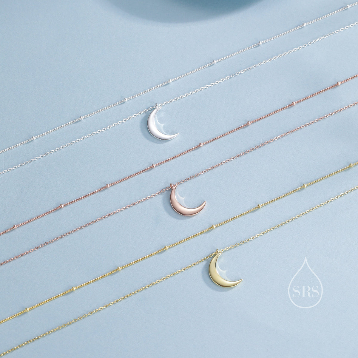 Crescent Moon Layered Pendant Necklace
